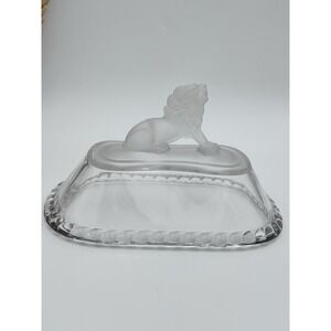 Gillinder And Sons Frosted Lion Oval Covered Compote Replacement LID‎ ONLY 6"